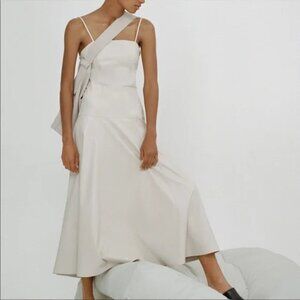Zara Soft Faux Leather Midi Maxi Dress Ecru White Size Small